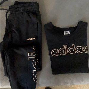 Woman’s adidas sweatpant and T-shirt